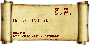 Briski Patrik névjegykártya